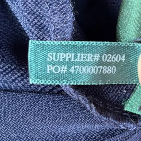 Lauren Ralph Lauren Navy Blue and Cream Ruched Long Sleeve Dress - Picture 7 of 7